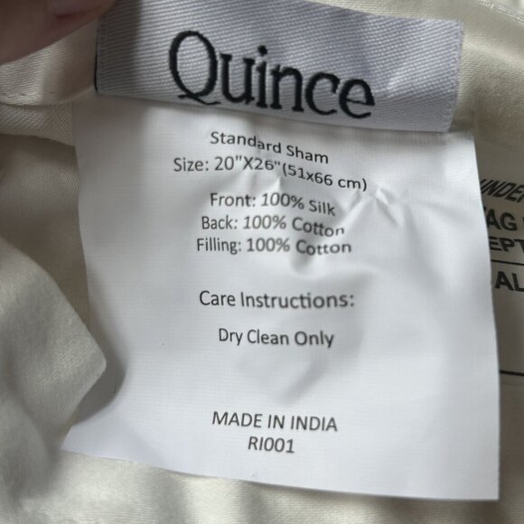 Quince Silk Pick Stitch Sham Set of 2 20x26 Ivory Standard White Cotton Bedding - Picture 4 of 9